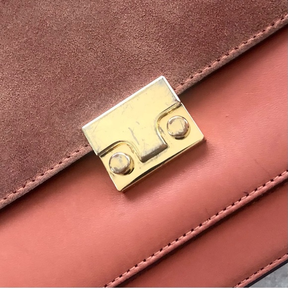 LOEFFLER RANDALL Suede & Leather Satchel Hand bag In Dusty Rose Pink - Picture 11 of 14